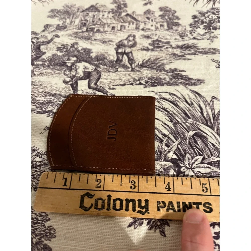 Col. Littleton No. 18 Front Pocket Wallet Brown Leather Card Holder Monogram JDV